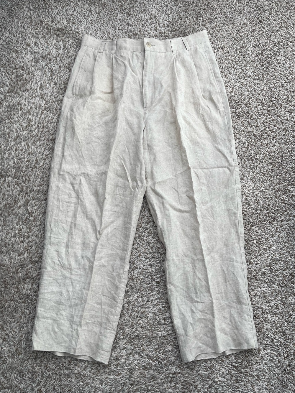 Vintage Joseph & Feiss 100% Linen Pleated Trousers High Rise 13” Relaxed